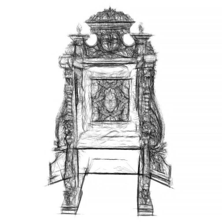 Bishops armchair wood carved-sketch