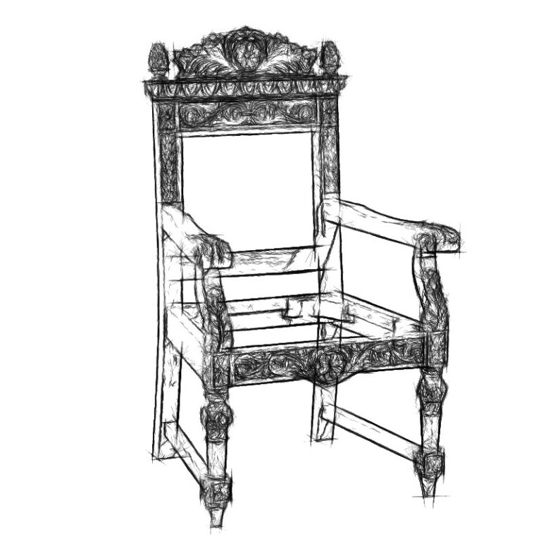armchair wood carved 050008-sketch